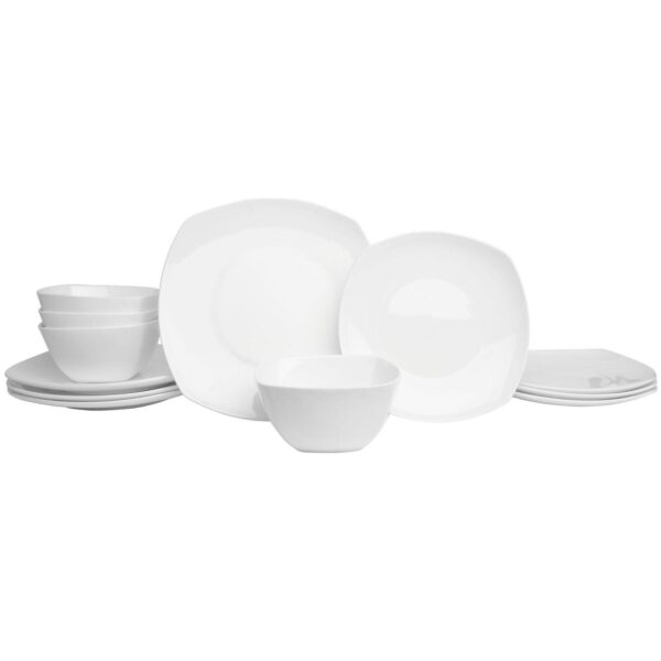 Fitz and Floyd 12-Piece Nevaeh White Soft Square Dinnerware Set