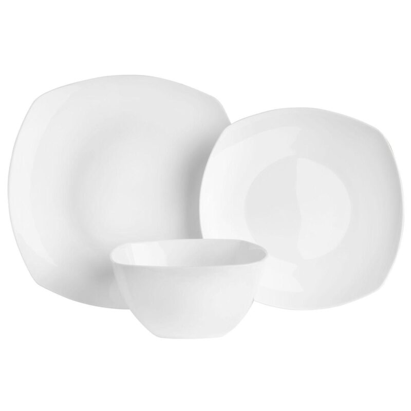 Fitz and Floyd 12-Piece Nevaeh White Soft Square Dinnerware Set - Image 3