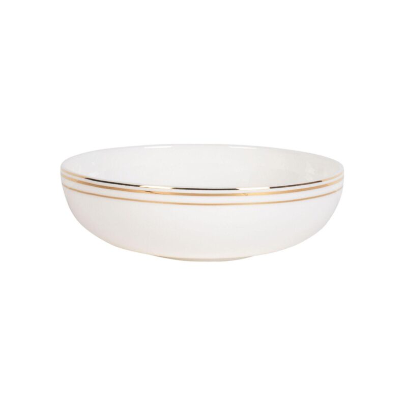 Fitz and Floyd 16-Piece Nevaeh White Coupe Gold Bands Dinnerware Set - Image 6