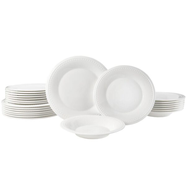 Fitz and Floyd 24-Piece Nevaeh White Classic Bead 24-Piece Dinnerware Set