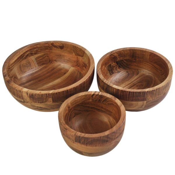 Fitz and Floyd Caleb Natural Acacia Wood Serve Bowls, Set of 3