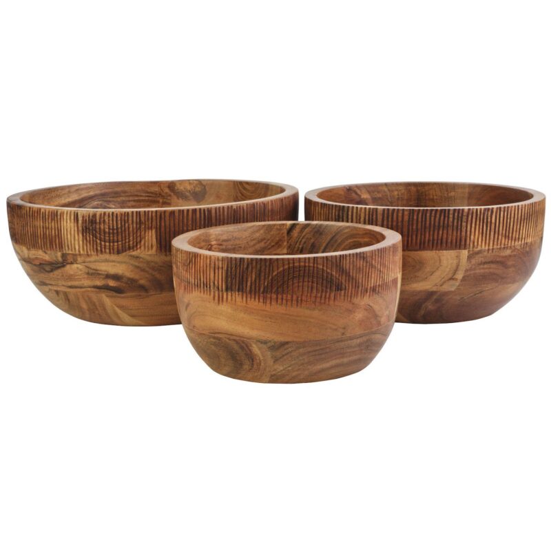 Fitz and Floyd Caleb Natural Acacia Wood Serve Bowls, Set of 3 - Image 4