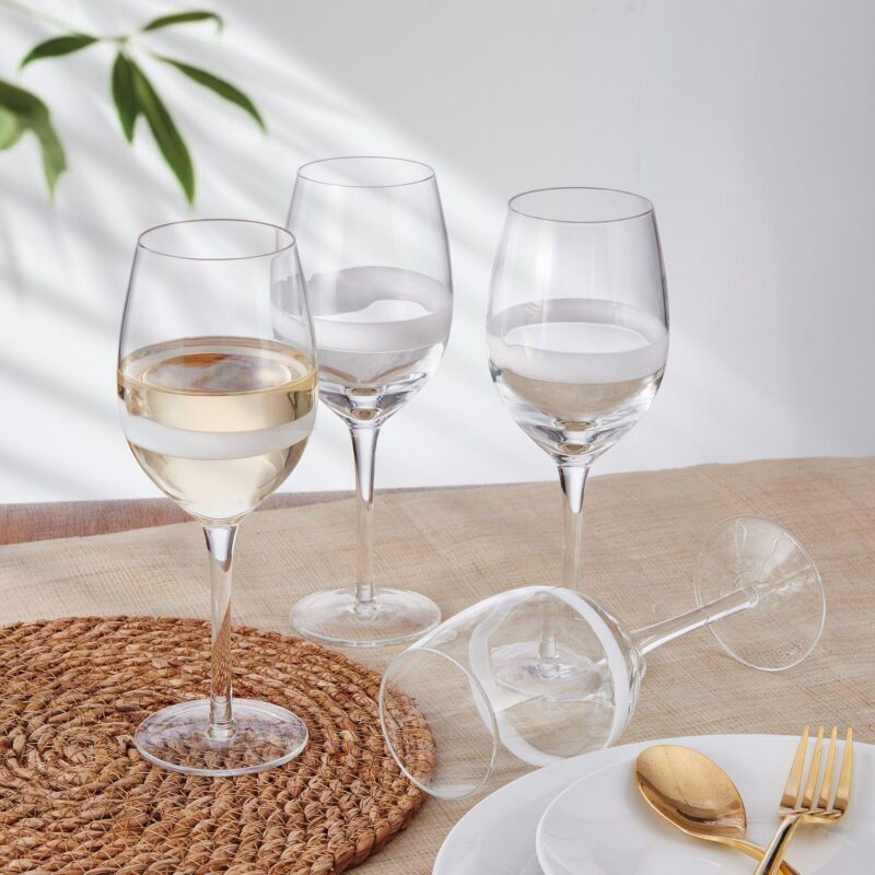 Fitz and Floyd Organic Band Set of 4 White Wine Glass Set - Image 5