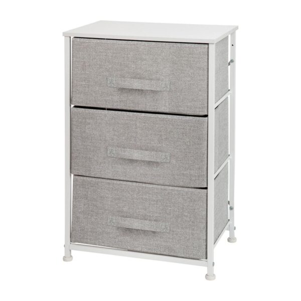 Flash Furniture 3 Drawer Wood Top Vertical Storage Dresser with Easy Pull Fabric Drawers