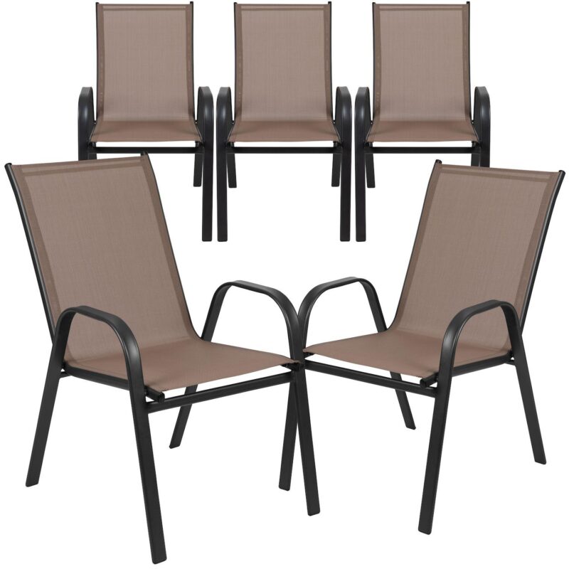 Flash Furniture 5-Piece Brazos Series Outdoor Stackable Chairs - Image 10
