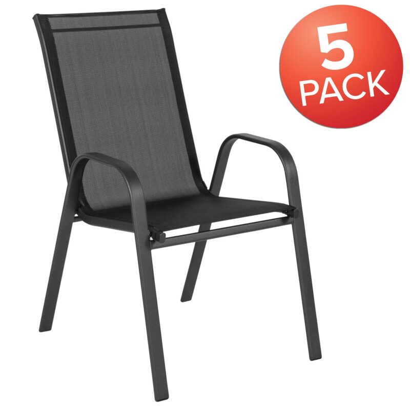 Flash Furniture 5-Piece Brazos Series Outdoor Stackable Chairs - Image 4