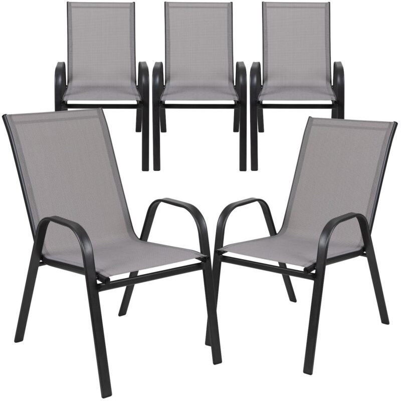 Flash Furniture 5-Piece Brazos Series Outdoor Stackable Chairs - Image 11