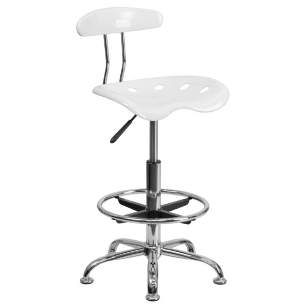 Flash Furniture Bradley White Tractor Seat Drafting Stool