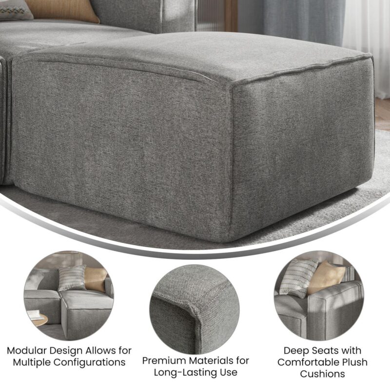 Flash Furniture Bridgetown Luxury Modular Sectional Sofa Ottoman Seat - Image 5