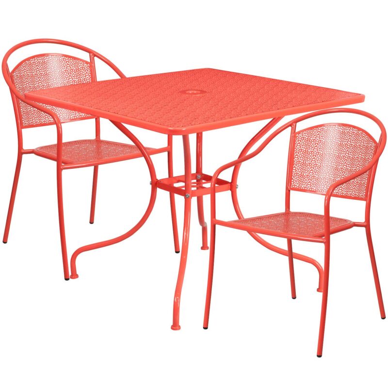 Flash Furniture Commercial Indoor / Outdoor Square Patio Table and Chair 3-piece Set - Image 7