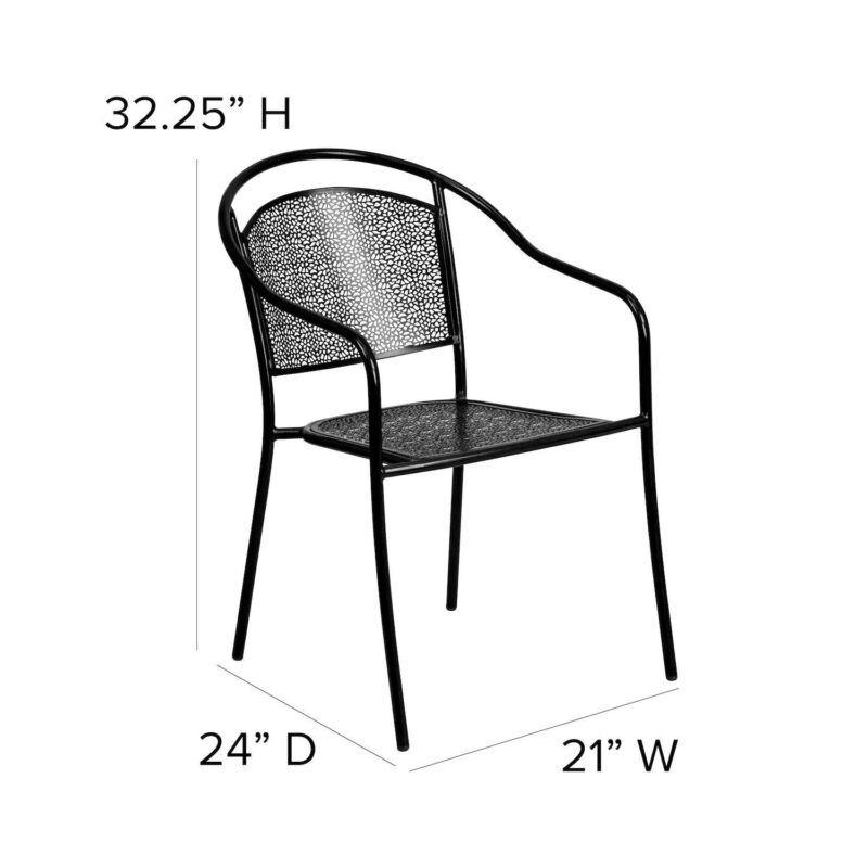 Flash Furniture Commercial-Grade Indoor / Outdoor Steel Patio Arm Chair - Image 10