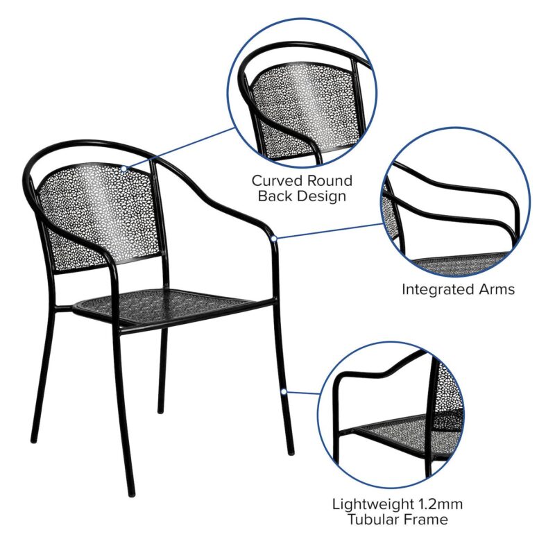 Flash Furniture Commercial-Grade Indoor / Outdoor Steel Patio Arm Chair - Image 4