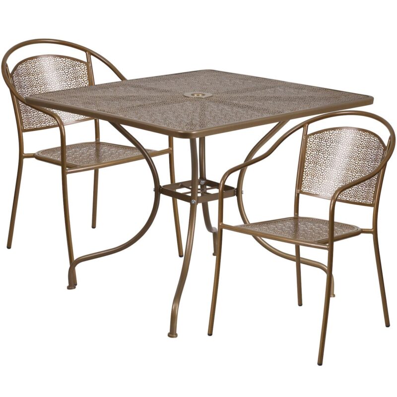 Flash Furniture Commercial Indoor / Outdoor Square Patio Table and Chair 3-piece Set - Image 6