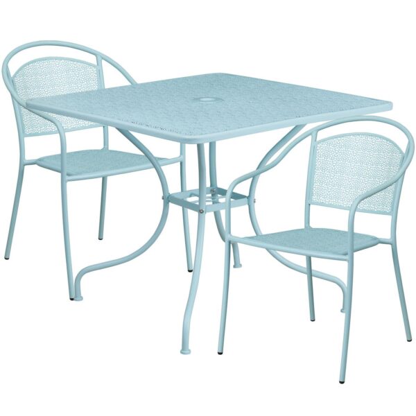 Flash Furniture Commercial Indoor / Outdoor Square Patio Table and Chair 3-piece Set