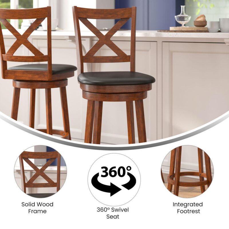 Flash Furniture Felicity Commercial Grade Classic Crossback Swivel Barstool - Image 5