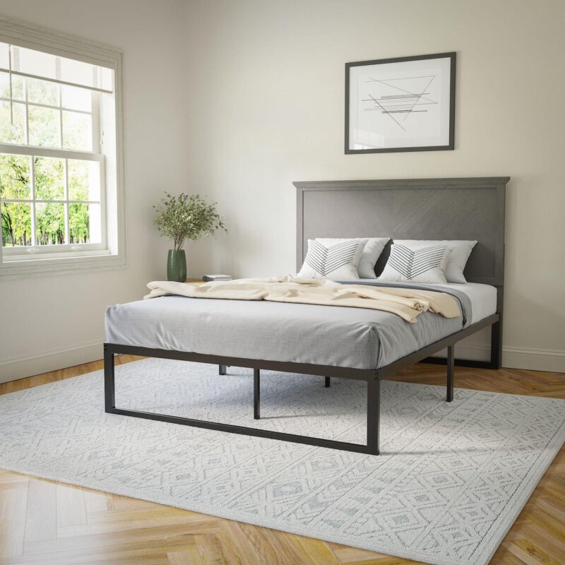 Flash Furniture Fiona Contemporary Herringbone Wooden Adjustable Headboard - Image 5