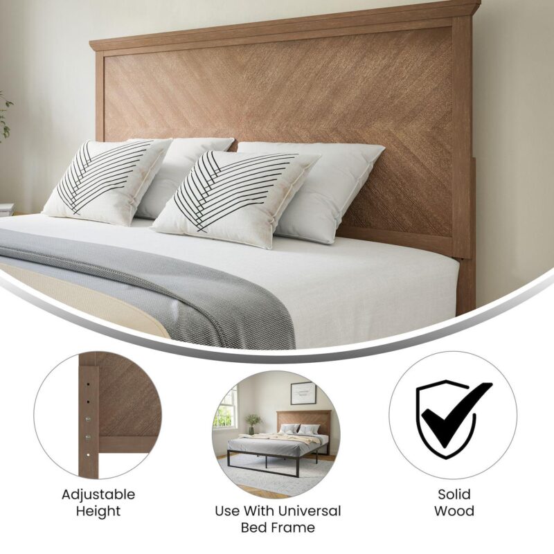 Flash Furniture Fiona Contemporary Herringbone Wooden Adjustable Headboard - Image 11