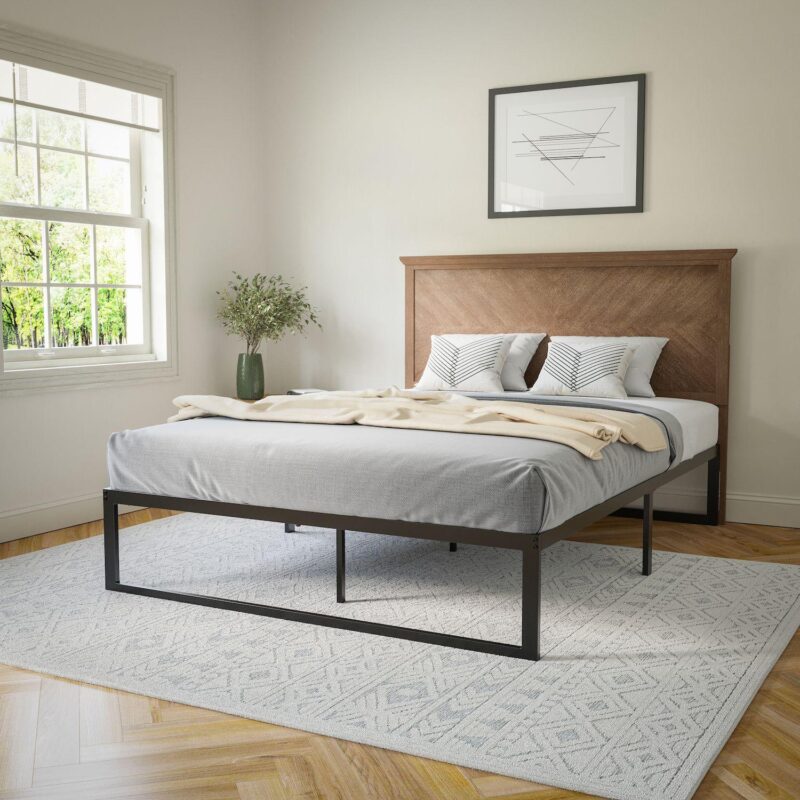 Flash Furniture Fiona Contemporary Herringbone Wooden Adjustable Headboard - Image 4