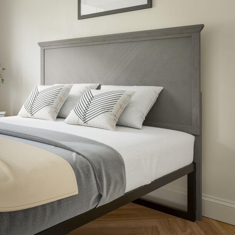 Flash Furniture Fiona Contemporary Herringbone Wooden Adjustable Headboard - Image 2