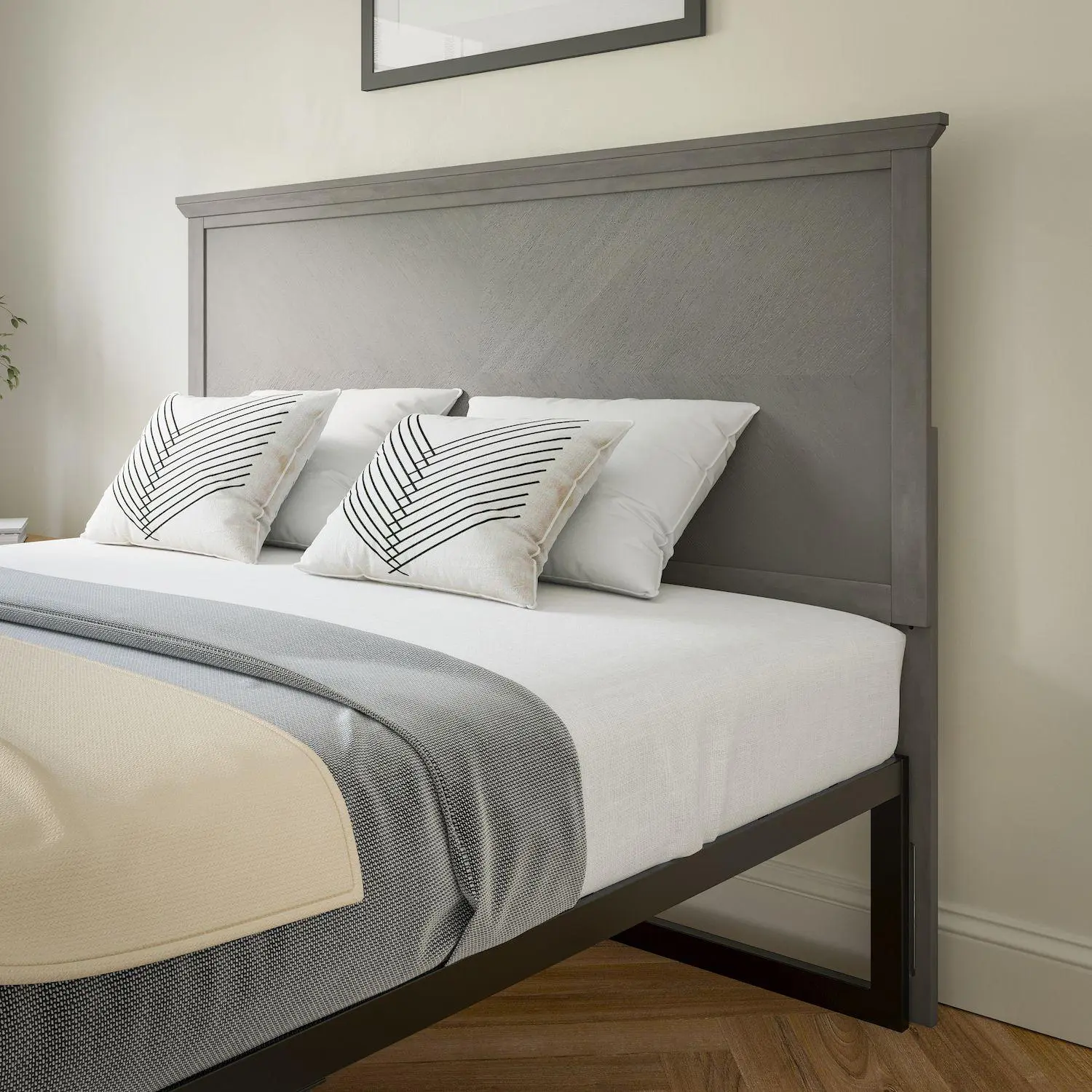 Flash Furniture Fiona Contemporary Herringbone Wooden Adjustable Headboard 2 Flash Furniture Fiona Contemporary Herringbone Wooden Adjustable Headboard - Image 2