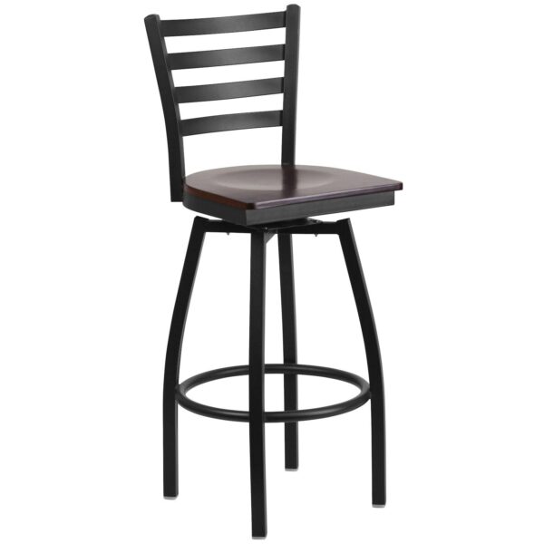 Flash Furniture Hercules Series Black Ladder Back Swivel Metal Barstool