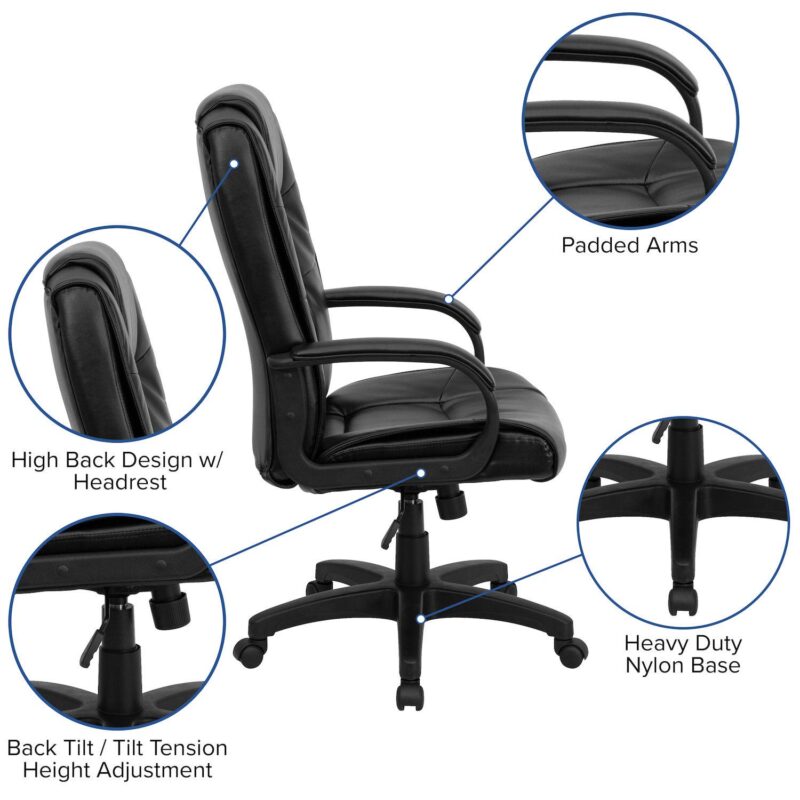 Flash Furniture Jessica High Back LeatherSoft Executive Swivel Office Chair - Image 3