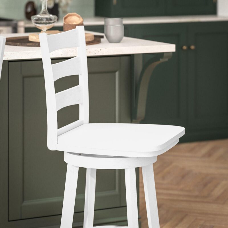 Flash Furniture Liesel Classic Ladderback Swivel Counter Height Barstool - Image 5