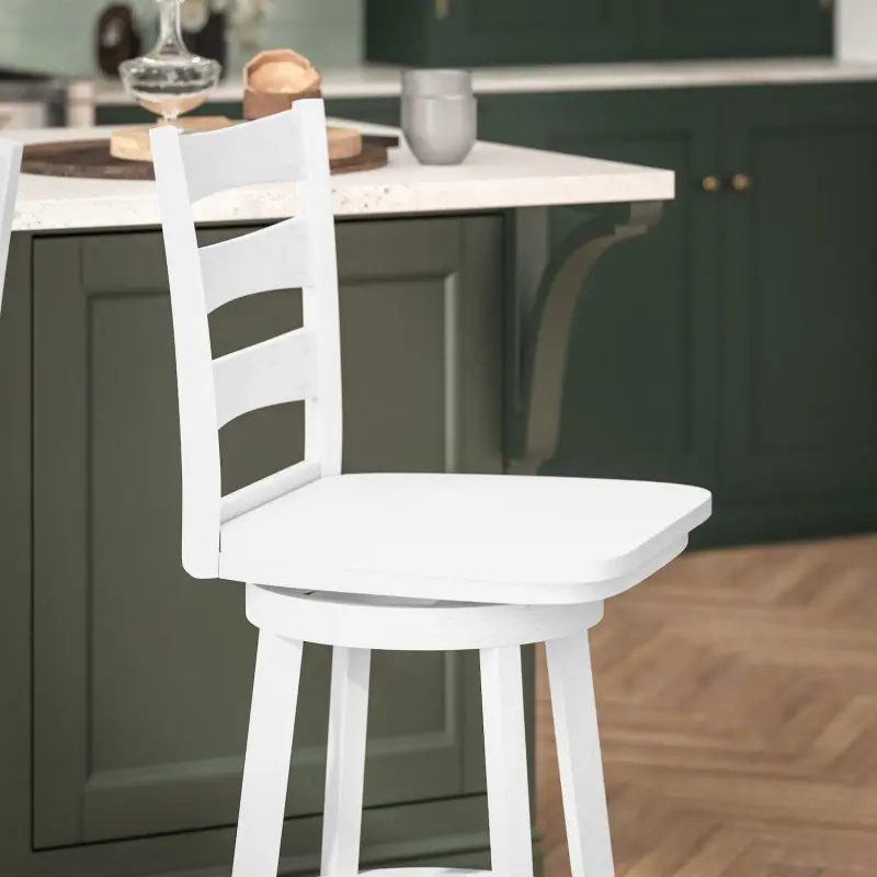 Flash Furniture Liesel Classic Ladderback Swivel Counter Height Barstool - Image 5
