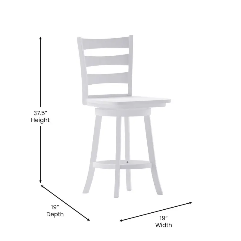 Flash Furniture Liesel Classic Ladderback Swivel Counter Height Barstool - Image 6