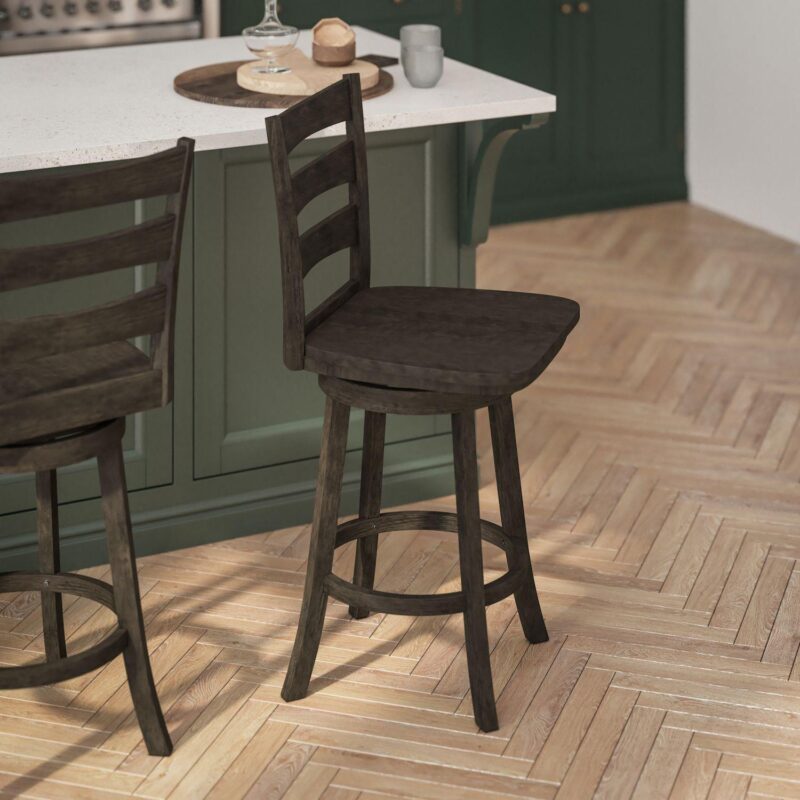 Flash Furniture Liesel Classic Ladderback Swivel Counter Height Barstool - Image 2