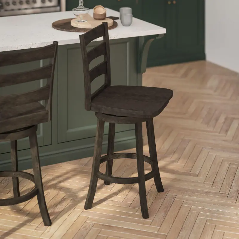 Flash Furniture Liesel Classic Ladderback Swivel Counter Height Barstool - Image 2