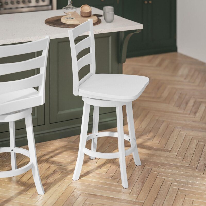 Flash Furniture Liesel Classic Ladderback Swivel Counter Height Barstool - Image 3