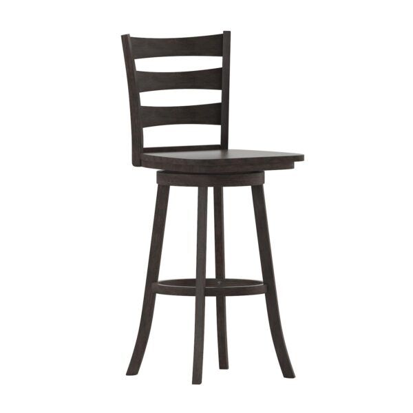 Flash Furniture Liesel Commercial Grade Wooden Classic Ladderback Swivel Bar Stool