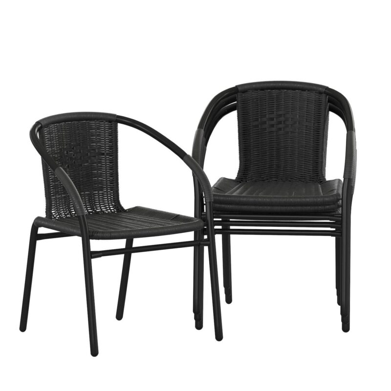 Flash Furniture Lila 4-Piece Rattan Indoor/Outdoor Stackable Chairs - Image 13