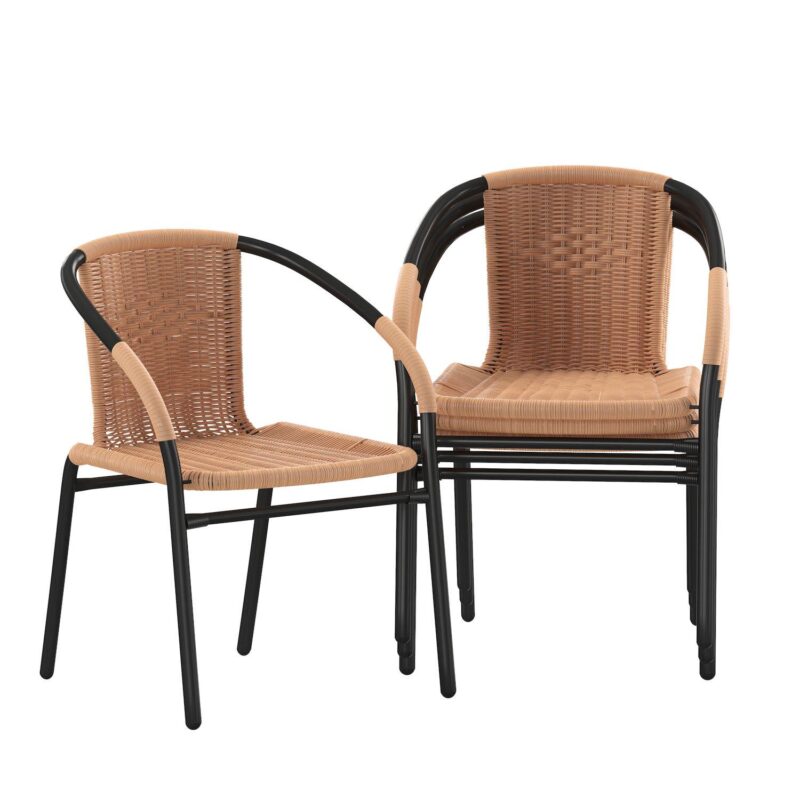 Flash Furniture Lila 4-Piece Rattan Indoor/Outdoor Stackable Chairs - Image 14