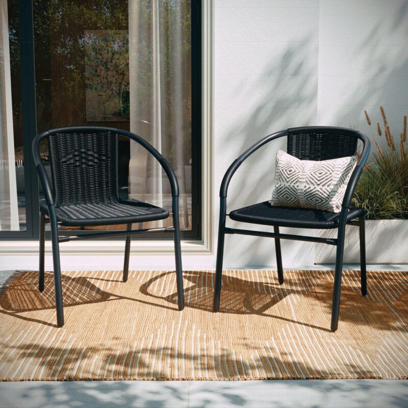 Flash Furniture Lila 4-Piece Rattan Indoor/Outdoor Stackable Chairs - Image 3