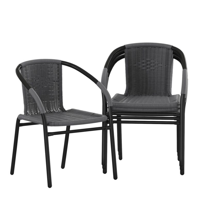 Flash Furniture Lila 4-Piece Rattan Indoor/Outdoor Stackable Chairs - Image 12