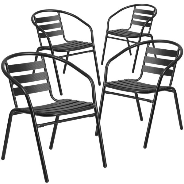 Flash Furniture Lila 4-Piece Metal Restaurant Stackable Chairs