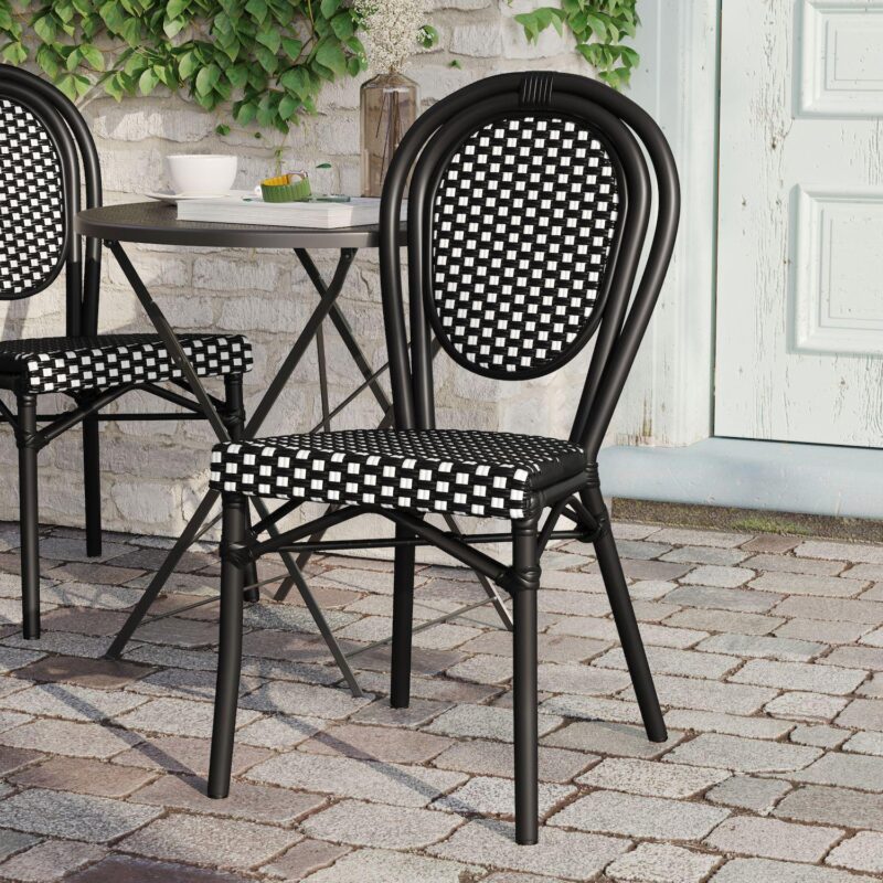 Flash Furniture Lourdes Indoor / Outdoor Commercial Thonet Bistro Stacking Chair - Image 3