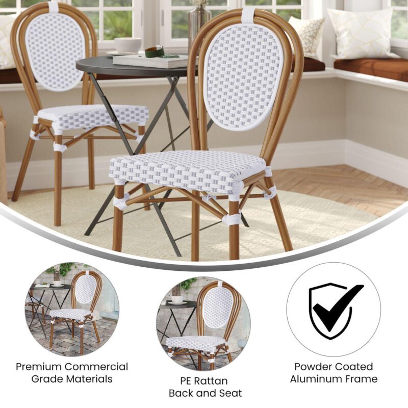 Flash Furniture Lourdes Indoor / Outdoor Commercial Thonet Bistro Stacking Chair - Image 7
