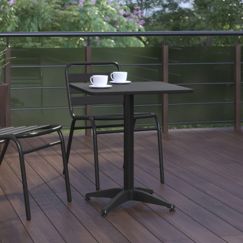 Flash Furniture Mellie 23.5'' Bronze Square Metal Indoor-Outdoor Table with Base - Image 5