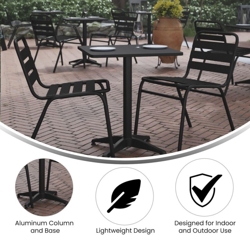 Flash Furniture Mellie 23.5'' Bronze Square Metal Indoor-Outdoor Table with Base - Image 3