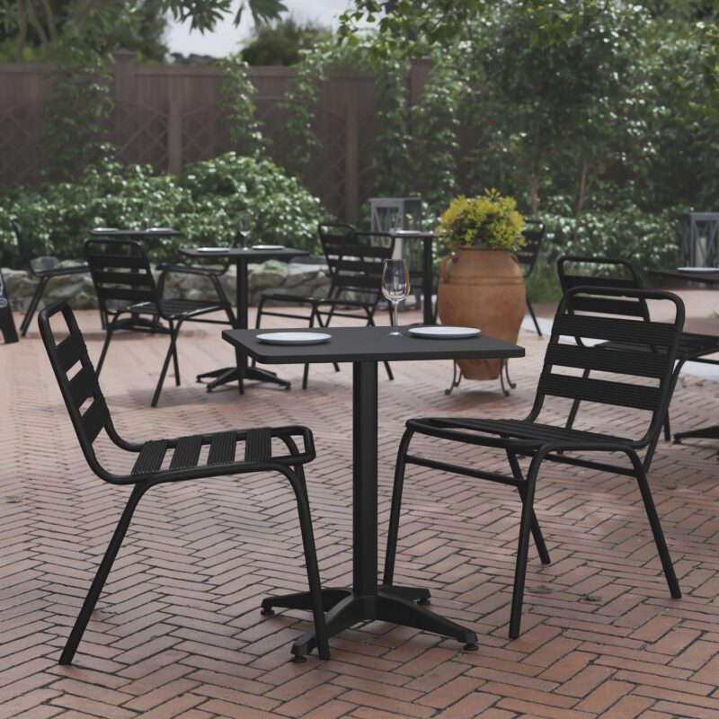 Flash Furniture Mellie 23.5'' Bronze Square Metal Indoor-Outdoor Table with Base - Image 2
