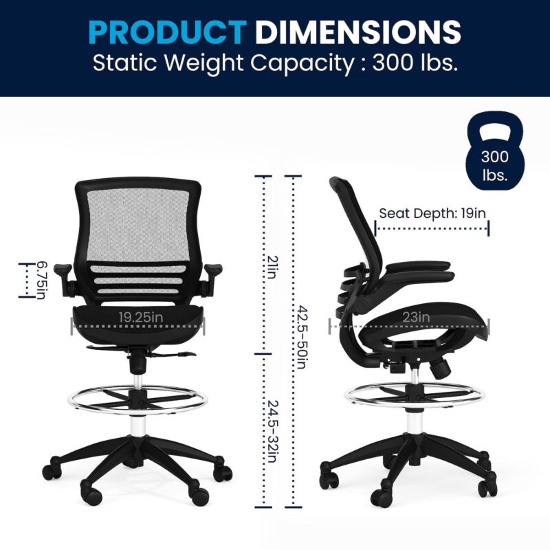 Flash Furniture Mid-Back Mesh Drafting Office Chair - Image 18