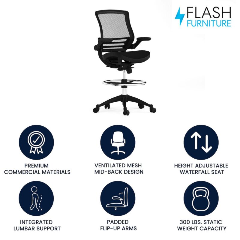 Flash Furniture Mid-Back Mesh Drafting Office Chair - Image 11
