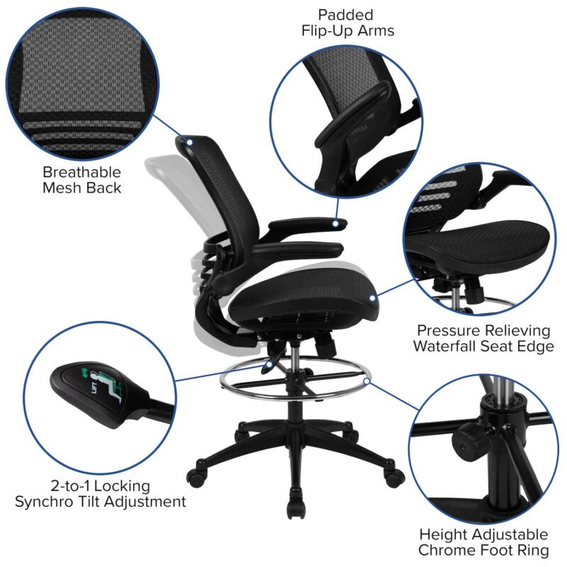 Flash Furniture Mid-Back Mesh Drafting Office Chair - Image 3