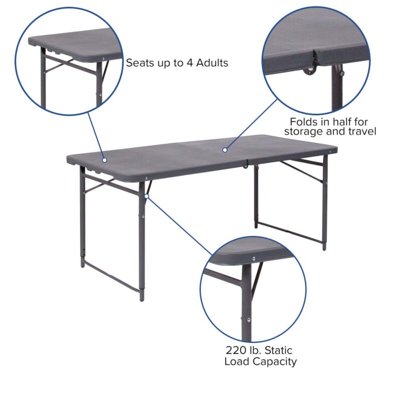 Flash Furniture Mills 4-Foot Adjustable Bi-Fold Folding Table - Image 6