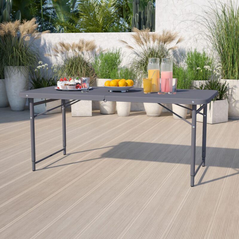 Flash Furniture Mills 4-Foot Adjustable Bi-Fold Folding Table - Image 2
