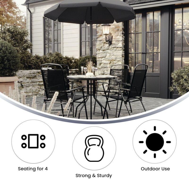 Flash Furniture Nantucket Patio Table, Chair and Umbrella 6-piece Set - Image 4