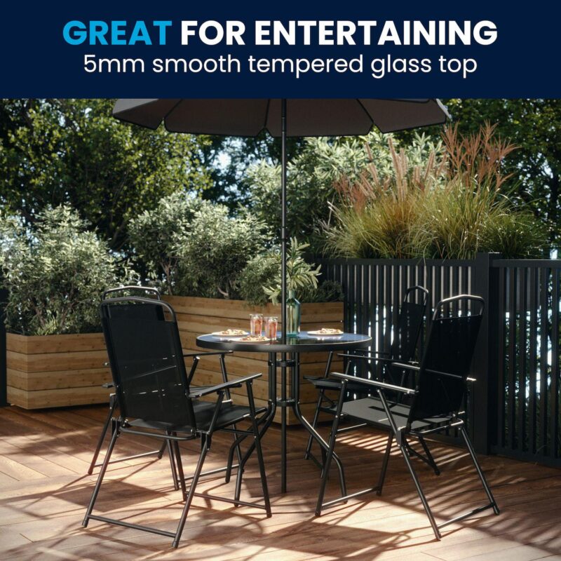Flash Furniture Nantucket Patio Table, Chair and Umbrella 6-piece Set - Image 3